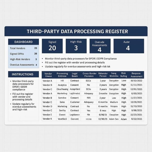 Third Party Data Processing Register - Prgenix